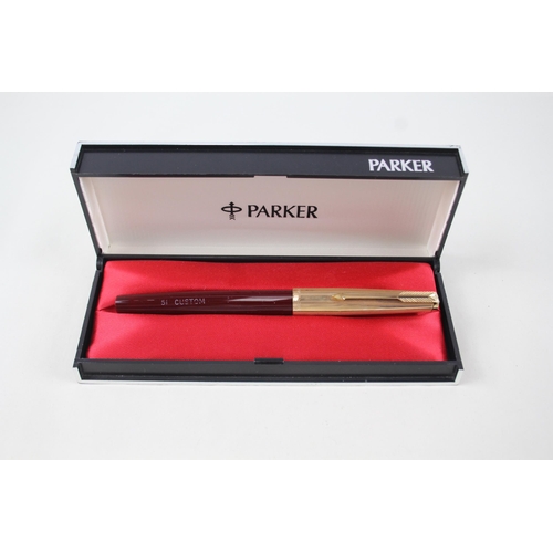 568 - Chalk Marked Vintage PARKER 61 Burgundy Fountain Pen w/ 14ct Gold Nib WRITING