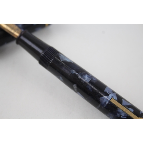 574 - Vintage CONWAY STEWART No.286 Navy Fountain Pen w/ 14ct Gold Nib WRITING