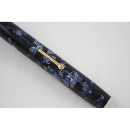 574 - Vintage CONWAY STEWART No.286 Navy Fountain Pen w/ 14ct Gold Nib WRITING