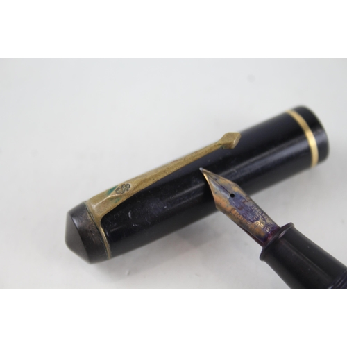 575 - Vintage CONWAY STEWART No.15 Black Fountain Pen w/ 14ct Gold Nib WRITING