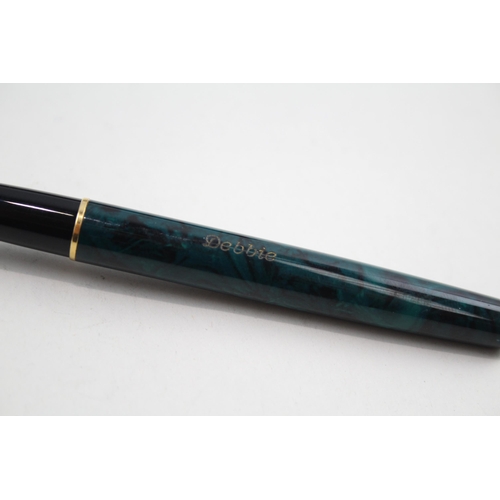 580 - Vintage PARKER Sonnet Green Lacquer Fountain Pen w/ 18ct Gold Nib WRITING