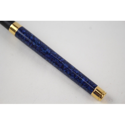 582 - Vintage Montblanc Noblesse Marble Blue Fountain Pen w/ 18ct Gold Nib WRITING