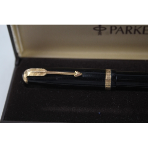 586 - 2 x Vintage PARKER Duofold Fountain Pens w/ 14ct Gold Nib WRITING Inc Black Etc