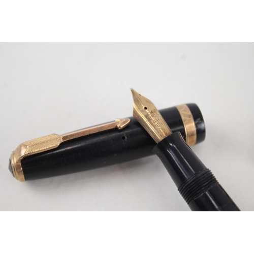 587 - 2 x Vintage PARKER Duofold Fountain Pens w/ 14ct Gold Nib WRITING Inc Black Etc