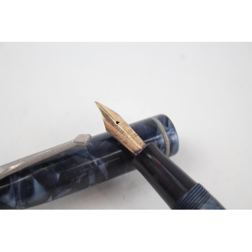 594 - Vintage CONWAY STEWART 85 Navy Fountain Pen w/ 14ct Gold Nib WRITING