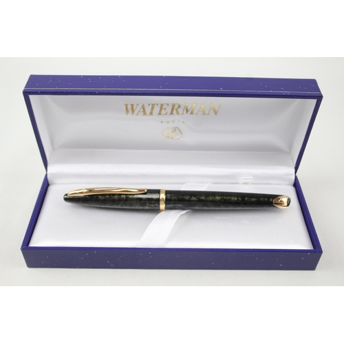 598 - Vintage WATERMAN Carene Green Lacquer Fountain Pen w/ 18ct Gold Nib WRITING