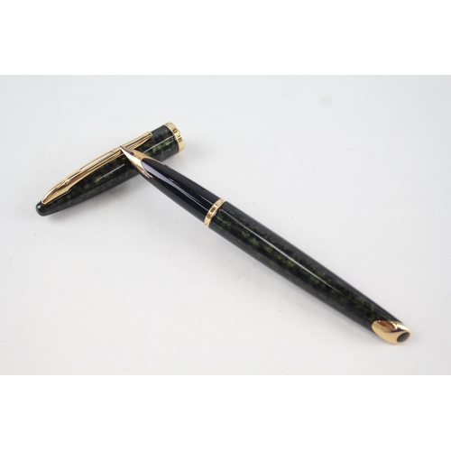 598 - Vintage WATERMAN Carene Green Lacquer Fountain Pen w/ 18ct Gold Nib WRITING