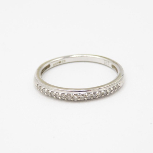 85 - 9ct gold diamond half eternity ring, claw set (1.3g) Size  M