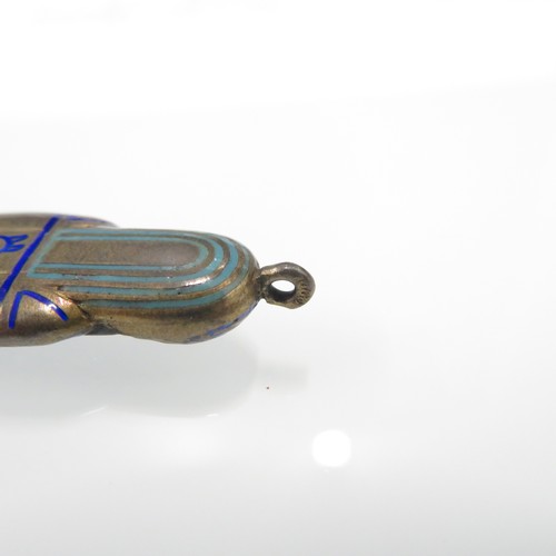 333 - Antique Egyptian enamel sterling silver pencil pendant fob (4g)