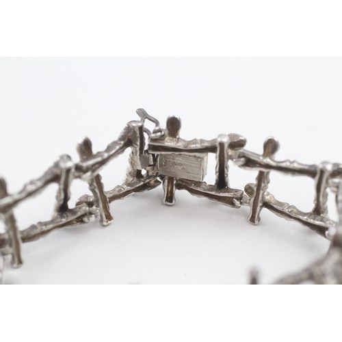 354 - Mid century modernist brutalist sterling silver bracelet (44g)