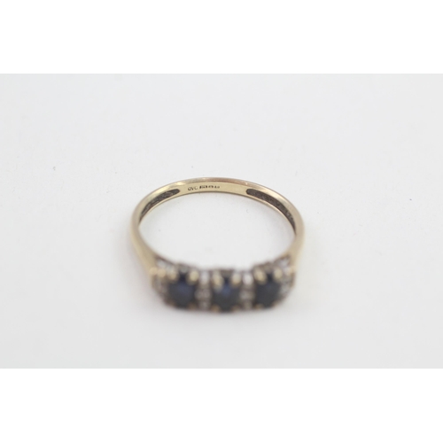 117 - 9ct gold diamond & sapphire dress ring 1.8g Size R