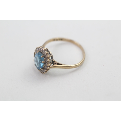 120 - 9ct gold diamond & topaz oval cluster ring - as seen 2.2g Size N