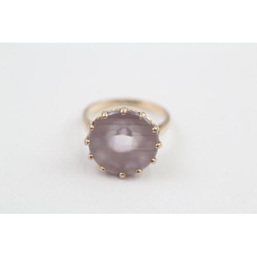 129 - 9ct gold amethyst single stone cocktail ring 4.5g Size O