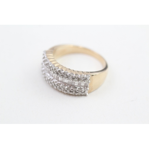 138 - 9ct gold vari-cut diamond dress ring 6.6g Size P