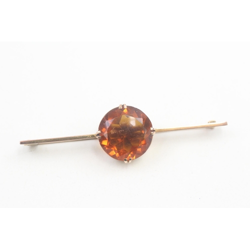 182 - 9ct gold antique citrine paste bar brooch 8.1g