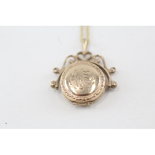 200 - 9ct gold vintage spinning locket pendant necklace 3.8g