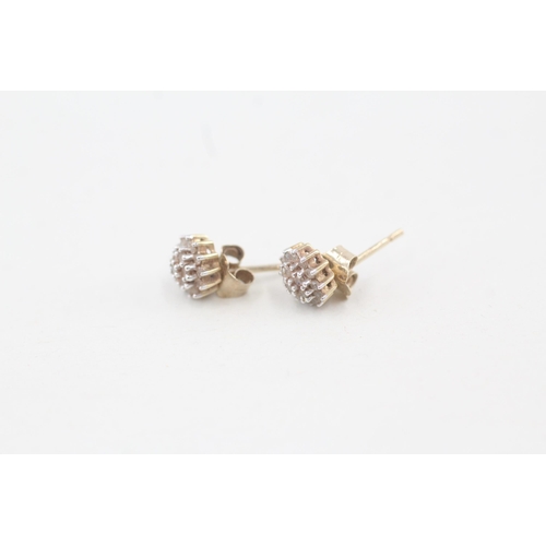 234 - 9ct gold diamond cluster stud earrings with scroll backs 0.9g