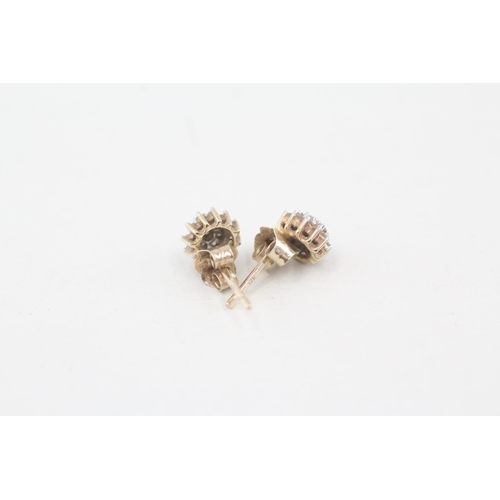 234 - 9ct gold diamond cluster stud earrings with scroll backs 0.9g