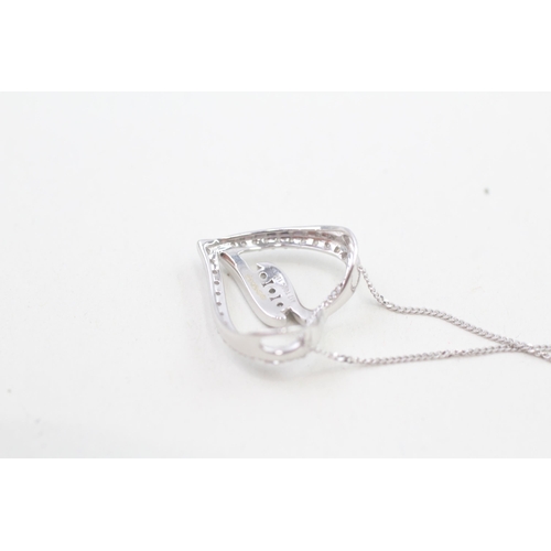 248 - 9ct white gold diamond heart pendant necklace 2.4g