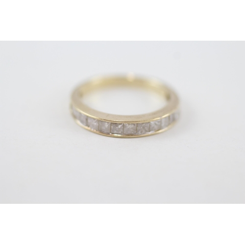 278 - 9ct gold channel set diamond half eternity ring 2.7g Size O