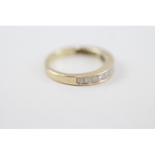 278 - 9ct gold channel set diamond half eternity ring 2.7g Size O