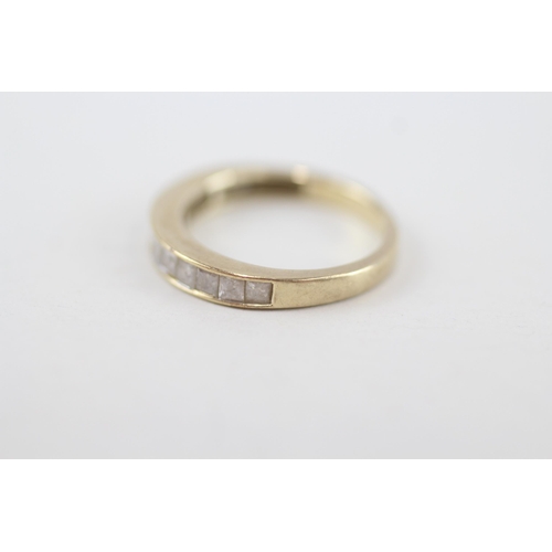 278 - 9ct gold channel set diamond half eternity ring 2.7g Size O