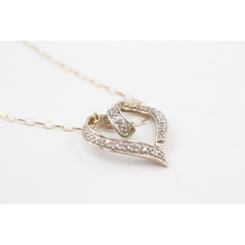 286 - 9ct gold diamond heart pendant necklace 2.2g