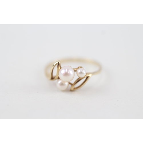 34 - 9ct gold cultured pearl dress ring 1.5g Size O 1/2