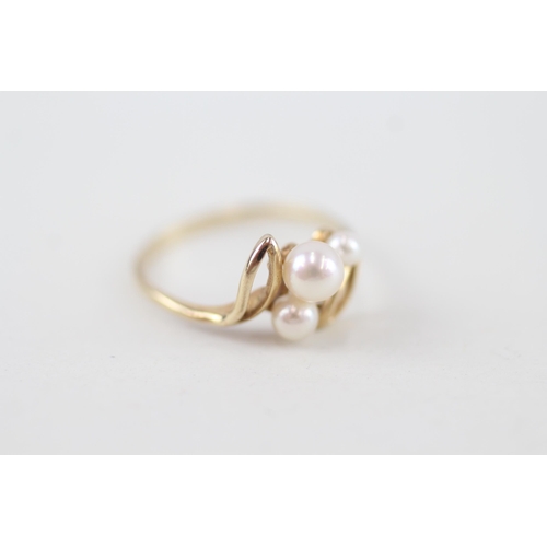 34 - 9ct gold cultured pearl dress ring 1.5g Size O 1/2