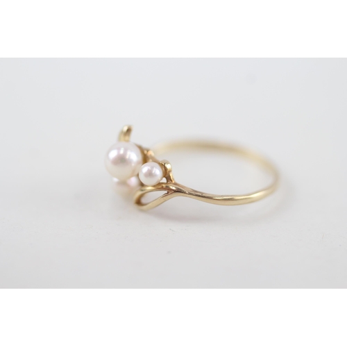 34 - 9ct gold cultured pearl dress ring 1.5g Size O 1/2