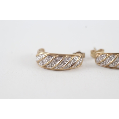 53 - 9ct gold diamond earrings with scroll backs 3g