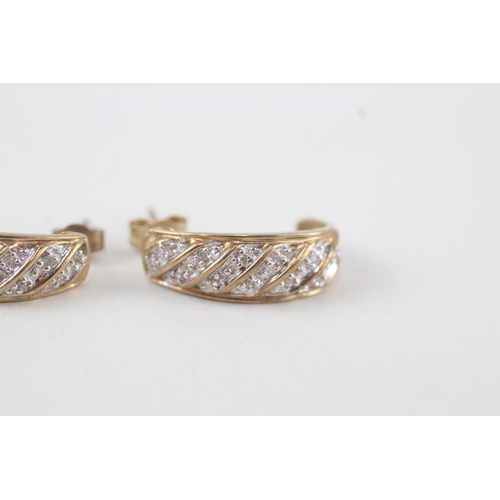 53 - 9ct gold diamond earrings with scroll backs 3g