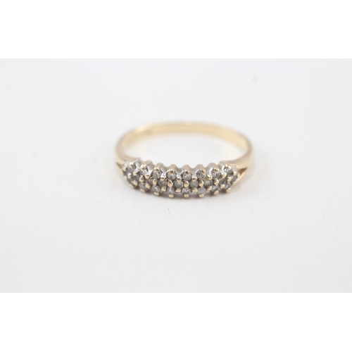 60 - 9ct gold diamond three row eternity ring, claw set 1.5g Size L 1/2