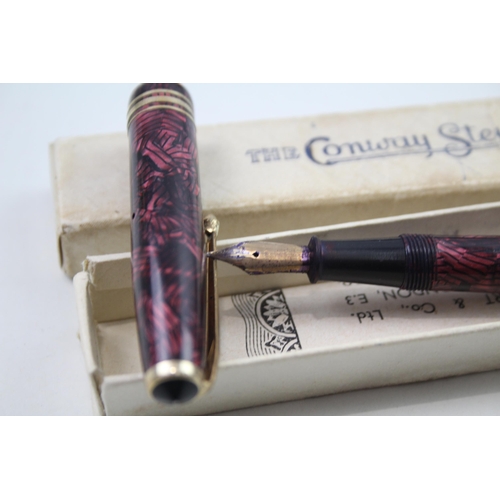 505 - Vintage CONWAY STEWART 73 Burgundy FOUNTAIN PEN w/ 14ct Gold Nib WRITING