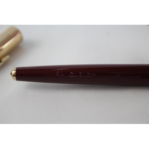 507 - Vintage PARKER 65 Burgundy Fountain Pen w/ Chalk Mark, 14ct Gold Nib WRITING