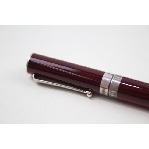 510 - MONTEGRAPPA Burgundy Resin Ballpoint Pen / Biro w/ .925 Sterling Band Writing