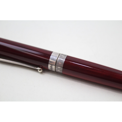 510 - MONTEGRAPPA Burgundy Resin Ballpoint Pen / Biro w/ .925 Sterling Band Writing