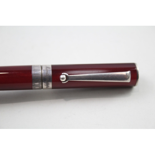 510 - MONTEGRAPPA Burgundy Resin Ballpoint Pen / Biro w/ .925 Sterling Band Writing