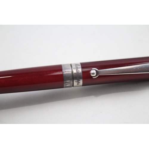 510 - MONTEGRAPPA Burgundy Resin Ballpoint Pen / Biro w/ .925 Sterling Band Writing