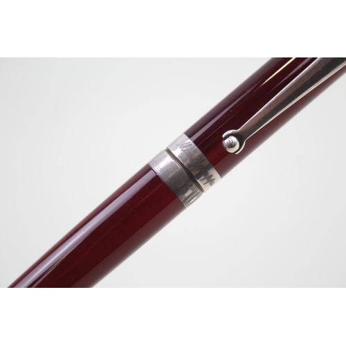 510 - MONTEGRAPPA Burgundy Resin Ballpoint Pen / Biro w/ .925 Sterling Band Writing