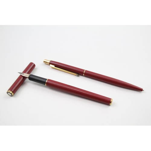 517 - MONTBLANC Classic Slimline Red Cased Fountain Pen w/ Gold Plate Nib, Pencil Etc