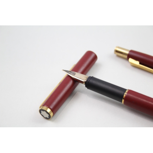 517 - MONTBLANC Classic Slimline Red Cased Fountain Pen w/ Gold Plate Nib, Pencil Etc