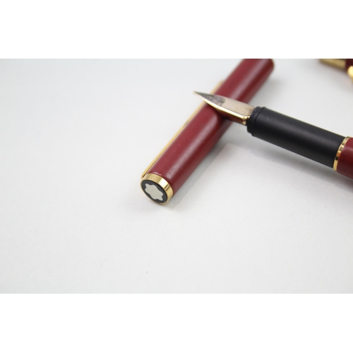 517 - MONTBLANC Classic Slimline Red Cased Fountain Pen w/ Gold Plate Nib, Pencil Etc