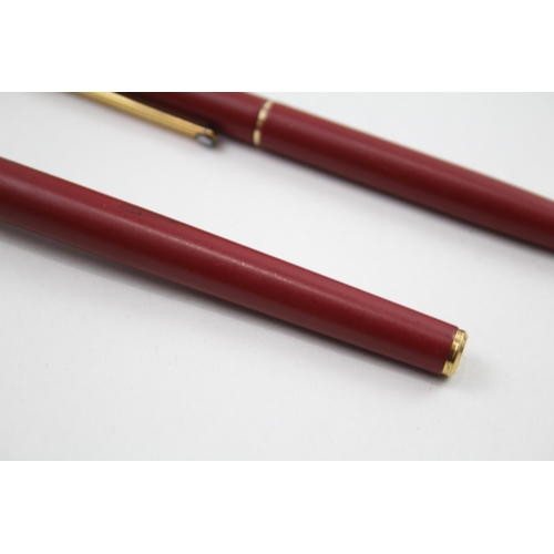 517 - MONTBLANC Classic Slimline Red Cased Fountain Pen w/ Gold Plate Nib, Pencil Etc