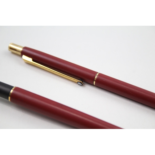 517 - MONTBLANC Classic Slimline Red Cased Fountain Pen w/ Gold Plate Nib, Pencil Etc