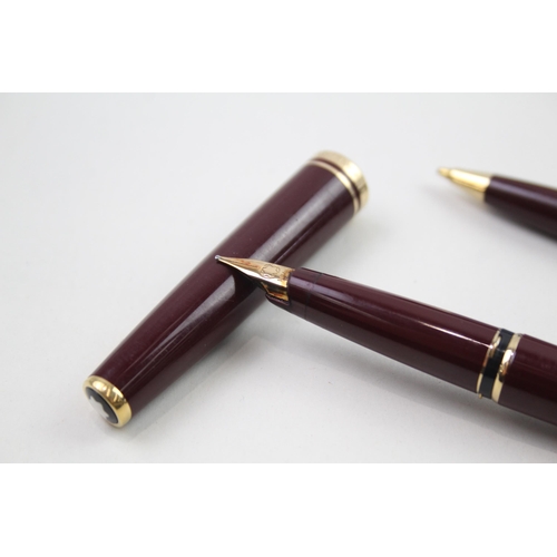 518 - MONTBLANC Generation Burgundy Cased Fountain Pen w/ 14ct Gold Nib, Pencil Etc