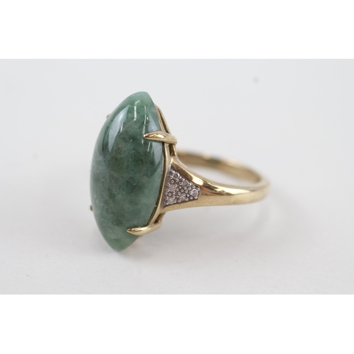 11 - 9ct gold jade and diamond cocktail ring 5.6g   Size S