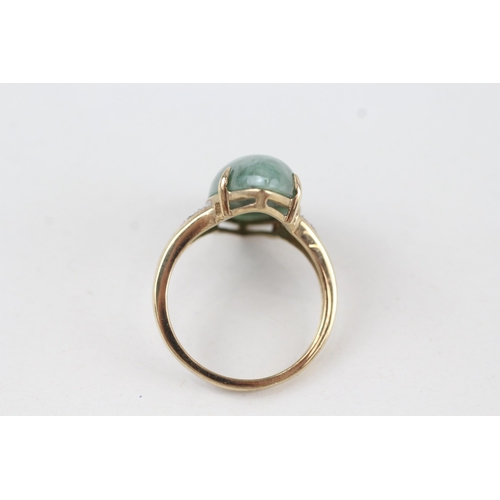 11 - 9ct gold jade and diamond cocktail ring 5.6g   Size S