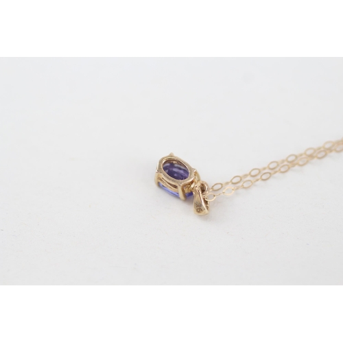 131 - 9ct gold oval cut tanzanite pendant necklace 1g