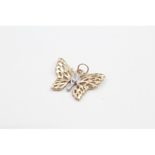 136 - 9ct gold diamond butterfly pendant 1.3g